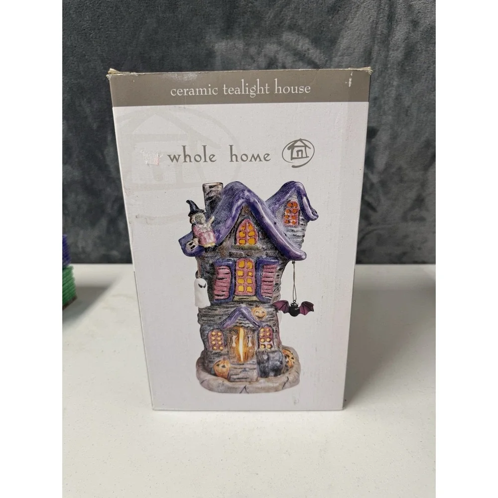 Hallmark Keepsake Votive Candle Haunted House Ceramic Colorful Brand New 11
